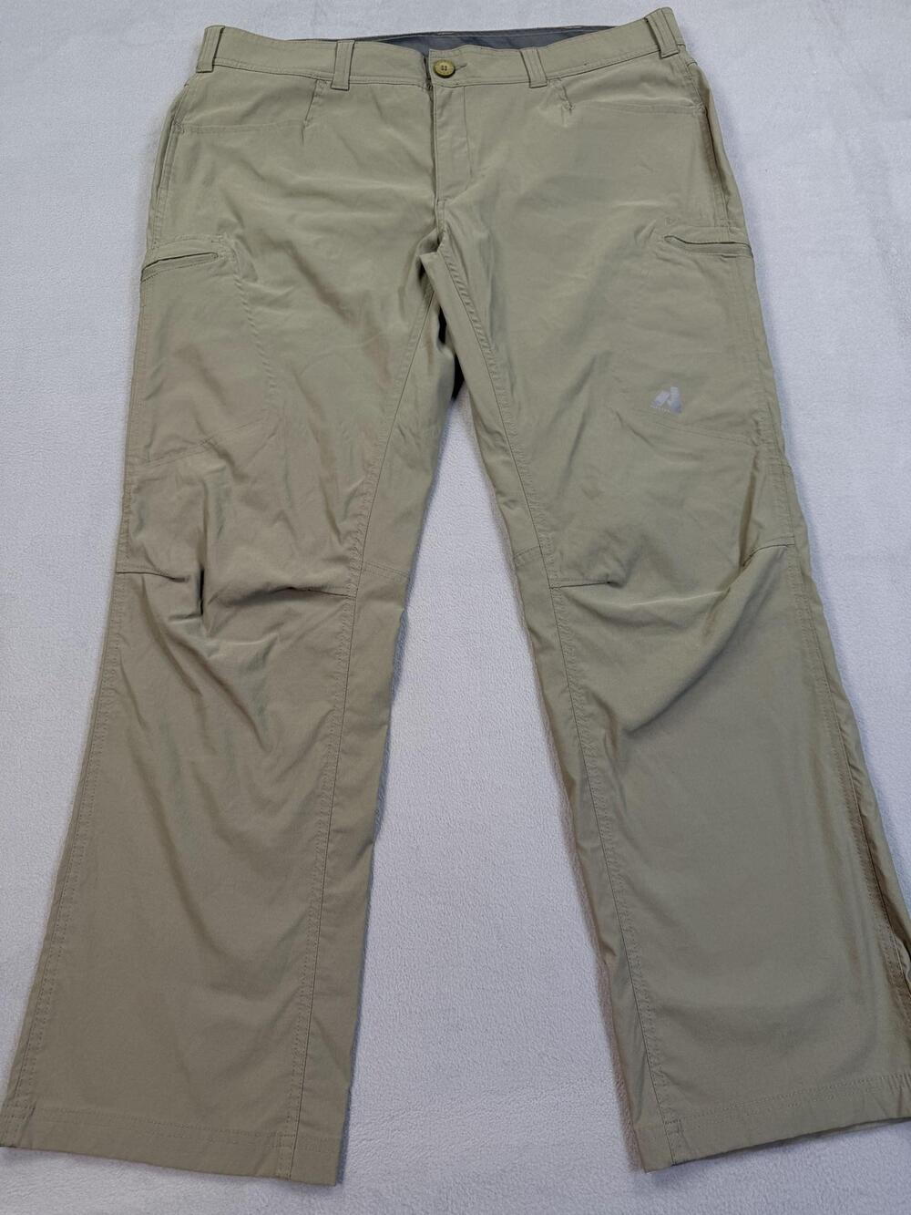 Eddie Bauer First Ascent Pants Mens 38x32 Beige Stretch Guide Pro Hiking Zip
